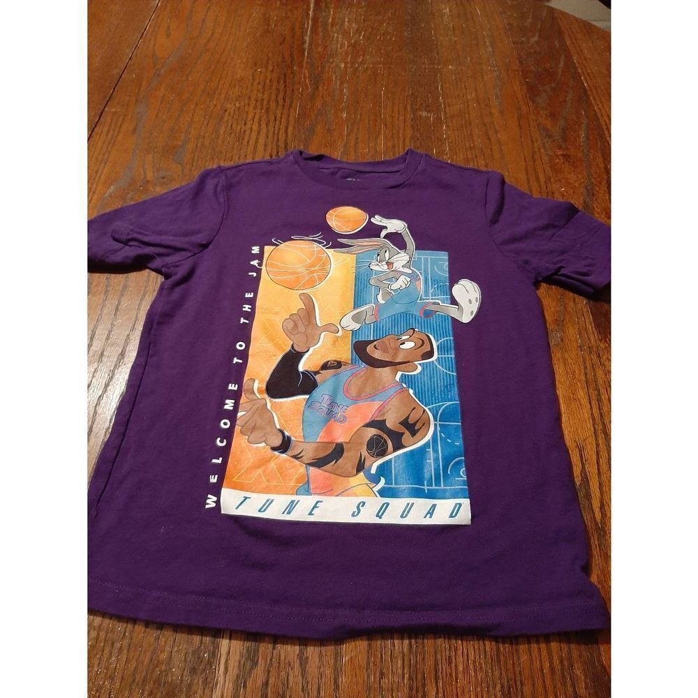 Youth Kids Medium 8 Space Jam New Legacy Purple Short Sleeve Cotton Tee Tshirt